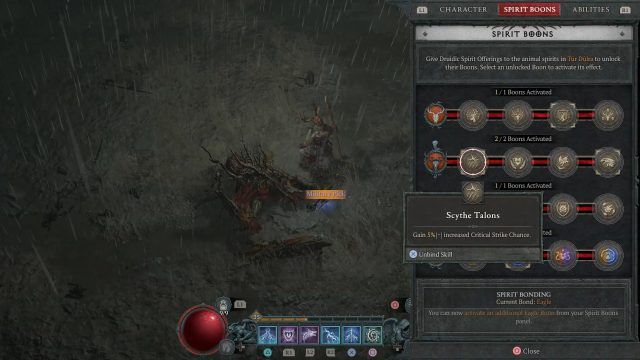 Druid Spirit Boons - Scythe Talons to Increase Critical Strike Chance