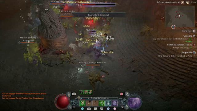Shadow Barrage Diablo IV Rogue Against Numerous Enemies