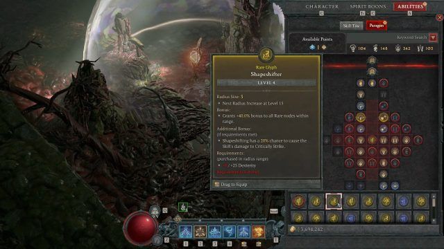 Shapeshifter Glyph for the Diablo 4 Nature&rsquo;s Fury Druid Build to Critically Strike