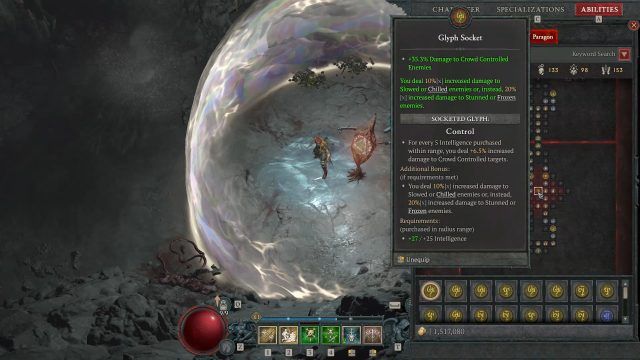 Control Glyph for the Diablo 4 Trapper Endgame Rogue Build
