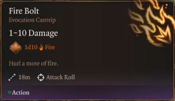 Baldur&rsquo;s Gate 3 Fire Bolt