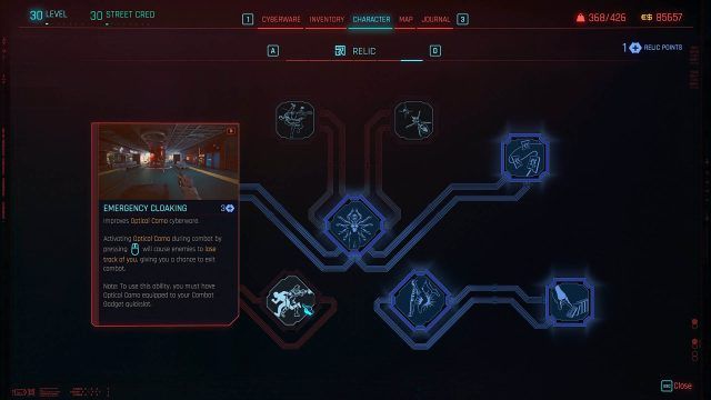 Cyberpunk 2077 Phantom Liberty Relic Skill Tree