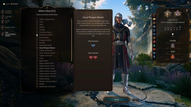 Baldur&rsquo;s Gate 3 - Level 4 Warlock Great Weapon Master