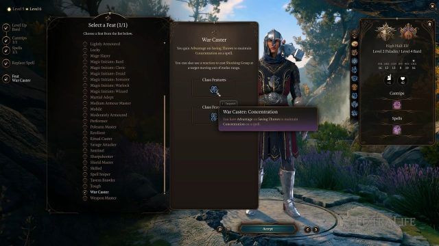 BG3 - War Caster Feat for the Paladin Bard
