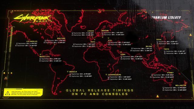 Cyberpunk 2077 Phantom Liberty Launch Times