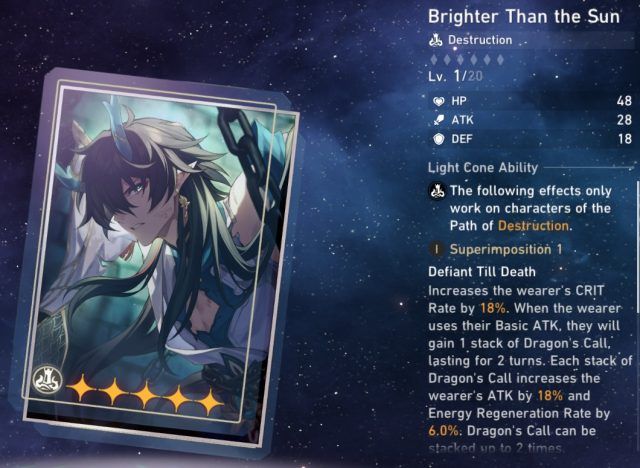 Brighter Than the Sun - Light Cone- Honkai Star Rail