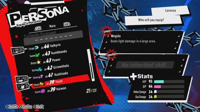 Sub-Personas can be equipped and have unique inherited skills.