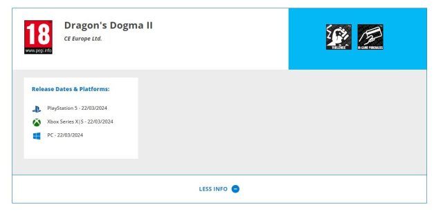 Dragon&rsquo;s Dogma 2 PEGI rating may have leaked the release date March 22nd 2024.