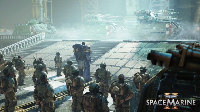 Space Marine 2 - Space Marines Towering Over the Imperial Guard