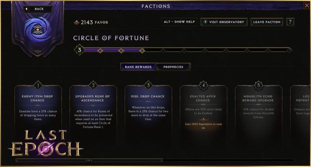 Last Epoch - Faction Favor