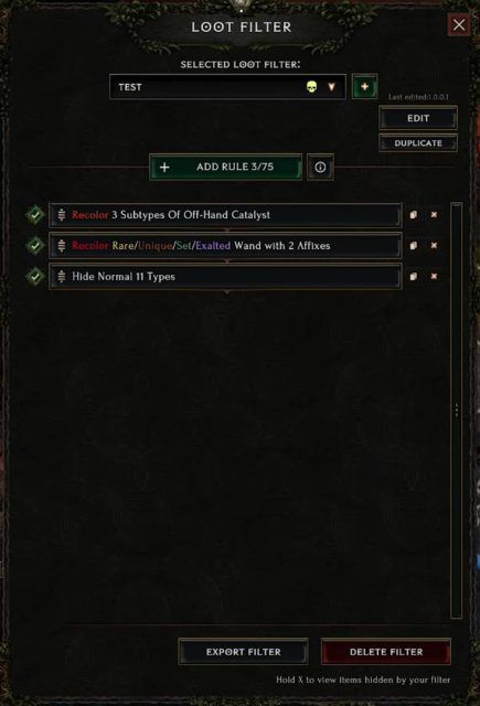 Loot Filter - Rules