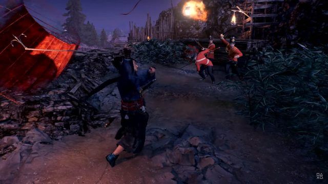 Grappling barrels in Rise of the Ronin
