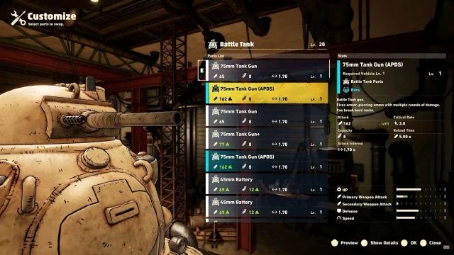 Customisable vehicles in Sand Land