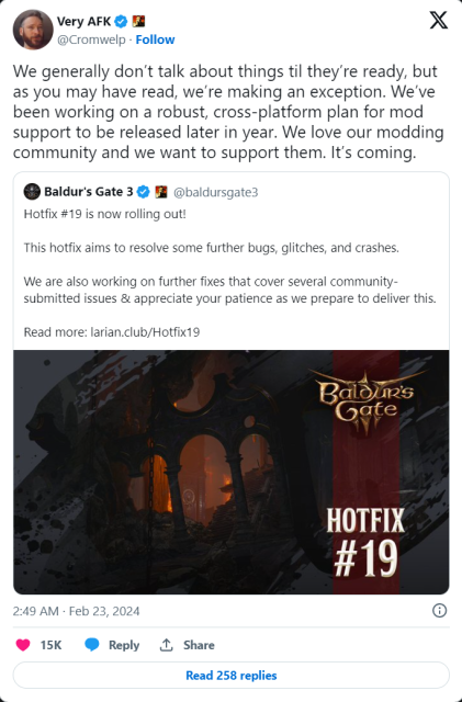 Modding Support Coming to Baldur&rsquo;s Gate 3 Feature Cross Platform Support