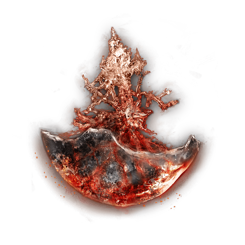 A crystal tear formed slowly over the ages, where the scattered sap of the Scadutree pools deep within the furnace golems. Can be mixed in the Flask of Wondrous Physick. The resulting concoction temporarily increases attack power but drains HP over time.