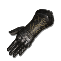 Black Knight Gauntlets are part of the Black Knight Set, and are composed of black iron ornamented with gold details
