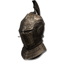Oathseeker Knight Helm is part of the Oathseeker Knight Set, and is a black and gold ornamented heavy helm, of the Oathseeker Knights
