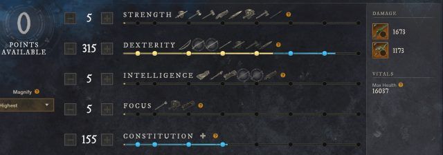 New World Musket and Rapier Build 2024 - Stats