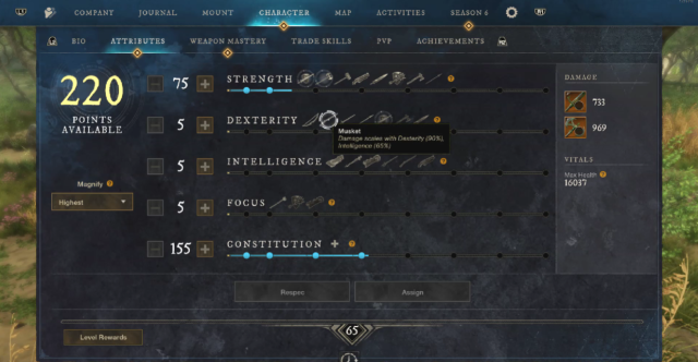 New World Musket Build 2024 - Stats
