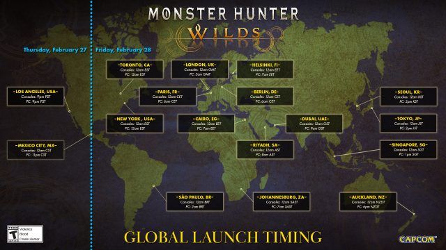Monster Hunter Wilds Global Launch Times Revealed