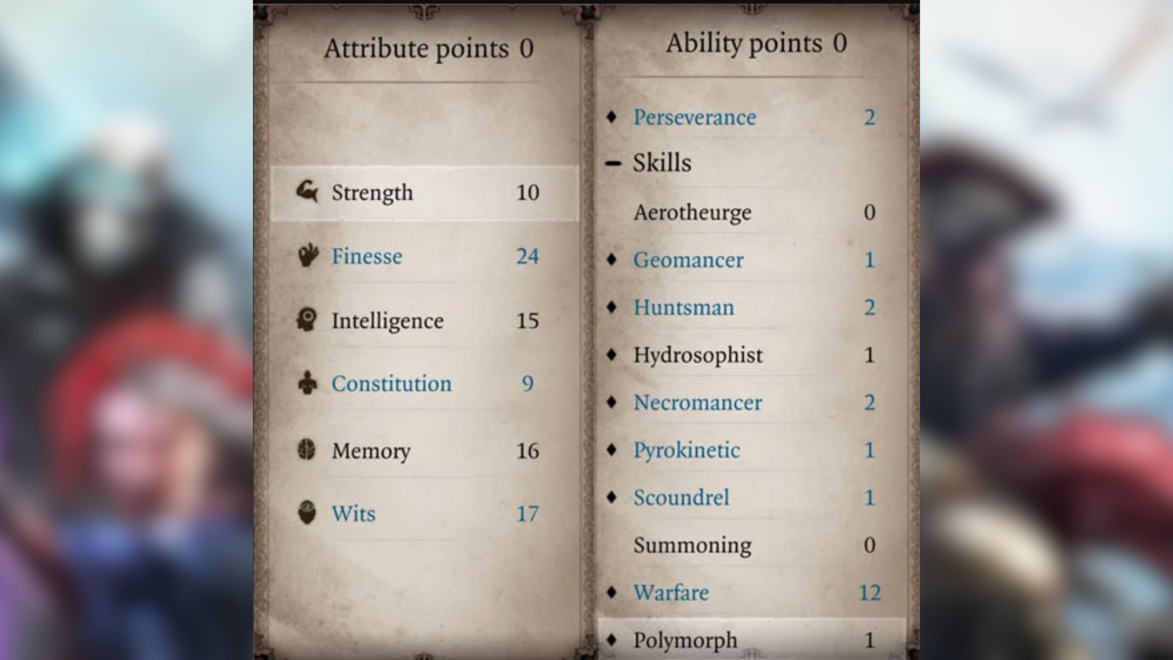 Divinity Original Sin 2 - evel 10 Sanguine Bowman stats In Game Screenshot 1