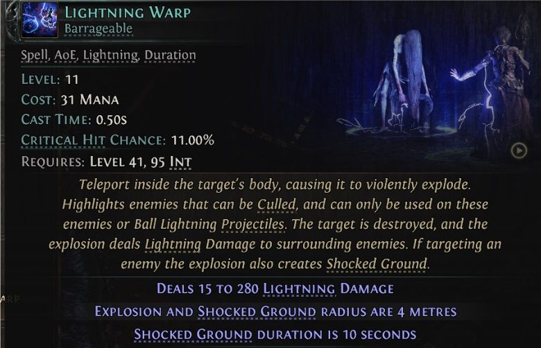 path-of-exile-2-Lightning-Wizard-active-skill-lightnin-warp