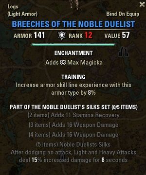 ESO Sets Build Guide: Noble Duelist&rsquo;s Silks – Dodgy Fellow